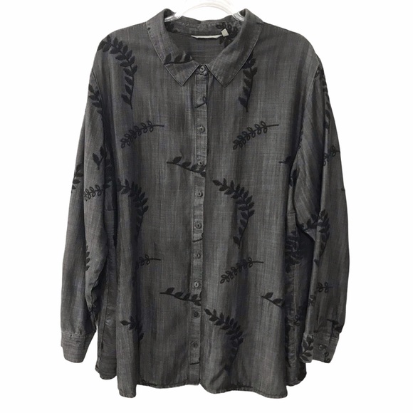 Soft Surroundings Tops - Soft Surroundings Gray Button Down Shirt 3X